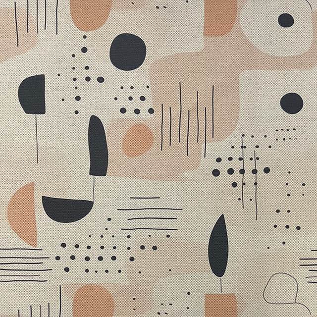 Abstract No.1 upholstery fabric with neutral and beige abstract shapes – flat design