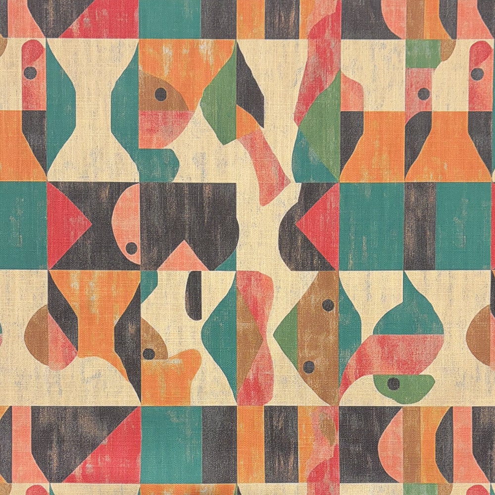 uxury abstract upholstery fabric with a bold geometric cubist pattern