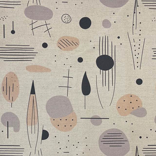 Abstract No.2 luxury upholstery fabric in beige with neutral abstract shapes and stripes – flat design