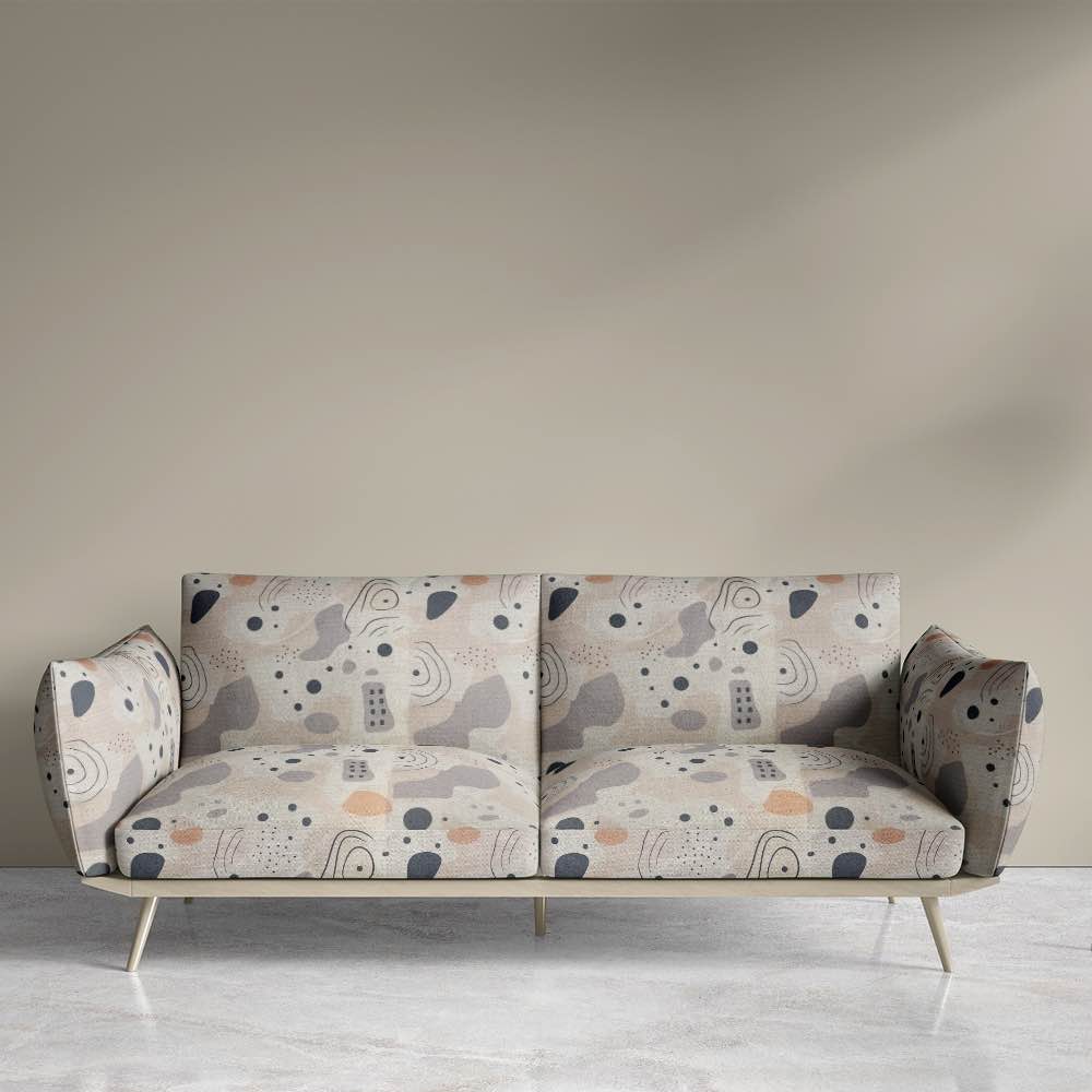 Upholstered Abstract No.4 designer fabric showing neutral, natural, and grey abstract patterns