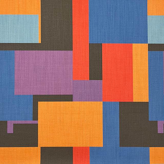 Avant No.19 luxury upholstery fabric in bright bold multicolour with cubism rectangle shape pattern – flat design