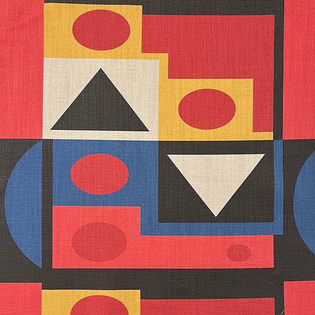 Avignon No.19 luxury upholstery fabric in multicoloured bright and bold with cubism shapes – flat design