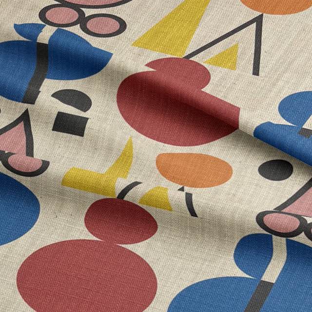 Avignon No.5 luxury upholstery fabric in multicoloured bright and bold for chairs – cubism shapes design