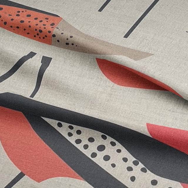 Bird No.12 luxury upholstery fabric in neutral palette with abstract bird design for sofas