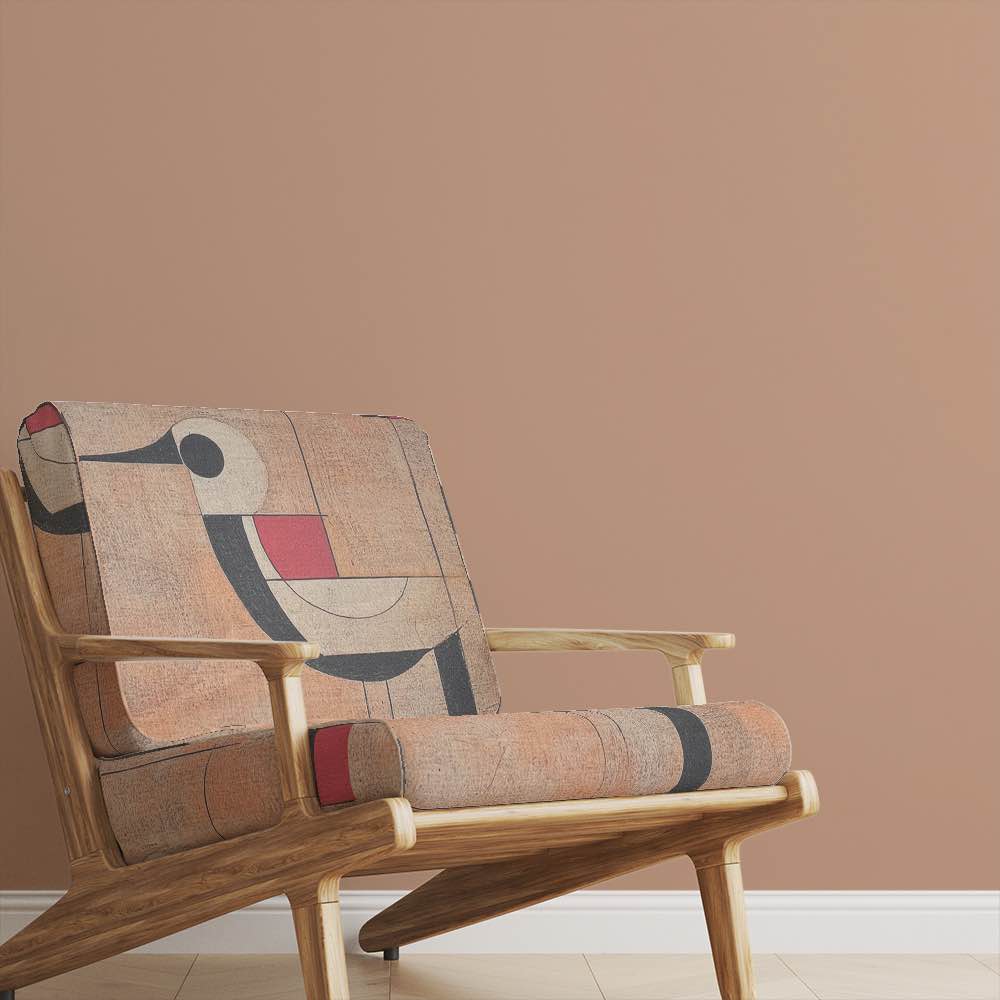 Upholstered Chair of Bird No.25 upholstery fabric in neutral palette with abstract bird design