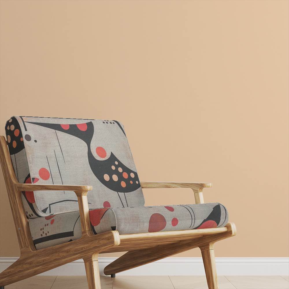 Bird No.7 luxury upholstery fabric in neutral palette with abstract bird design for chairs on a chair