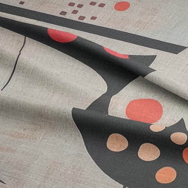 Bird No.7 luxury upholstery fabric in neutral palette with abstract bird design for chairs