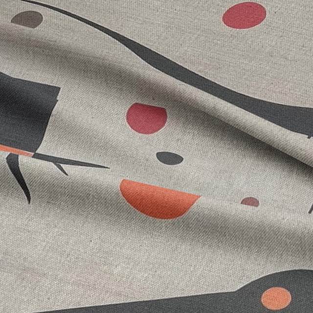 Bird No.8 luxury upholstery fabric in neutral palette with abstract bird design for sofas