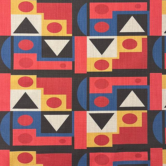 Estaque No.1 luxury upholstery fabric in multicolours with Cubism art design – flat view