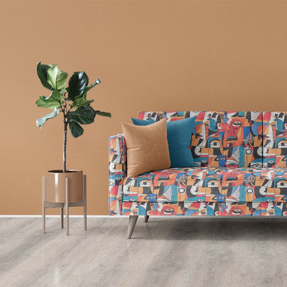 Exhibite No.1 luxury upholstery fabric in bright multicoloured abstract art design for sofas room set