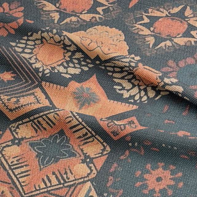 Kilim No.13 upholstery fabric in autumnal colour palette with Kilim pattern –  ruffle