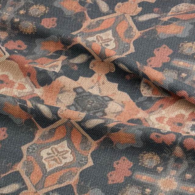 Kilim No.14 upholstery fabric in autumnal colour palette with Kilim pattern – Ruffle view