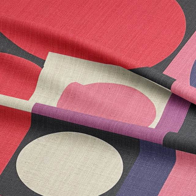 Malaga No.19 pink, purple, and red upholstery fabric for sofas with Cubism art-inspired design