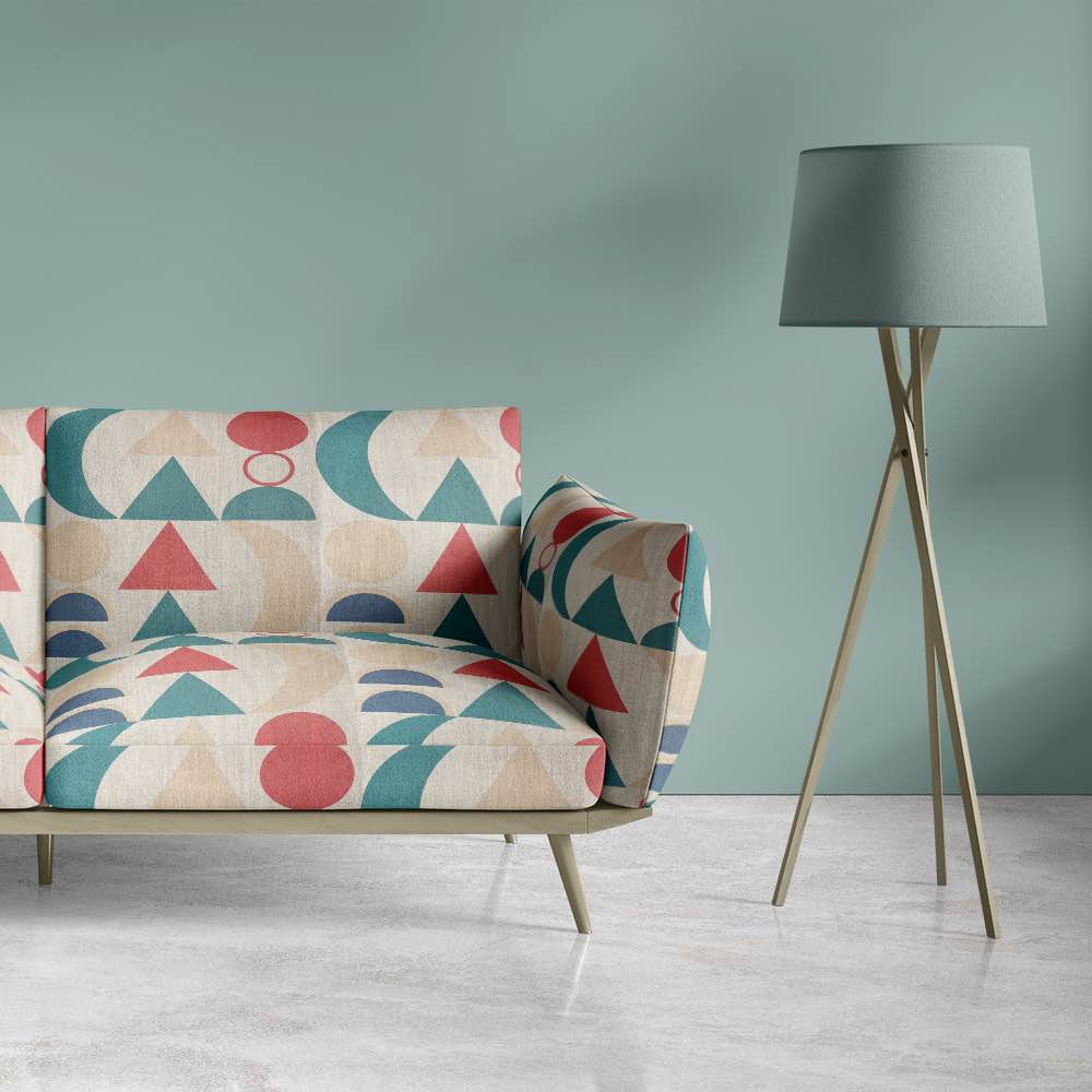 Sofa of Malaga No.4 multicoloured fabric with Cubism art-inspired design