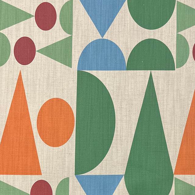 Malaga No.8 multicoloured upholstery fabric with Cubism art-inspired design – flat view