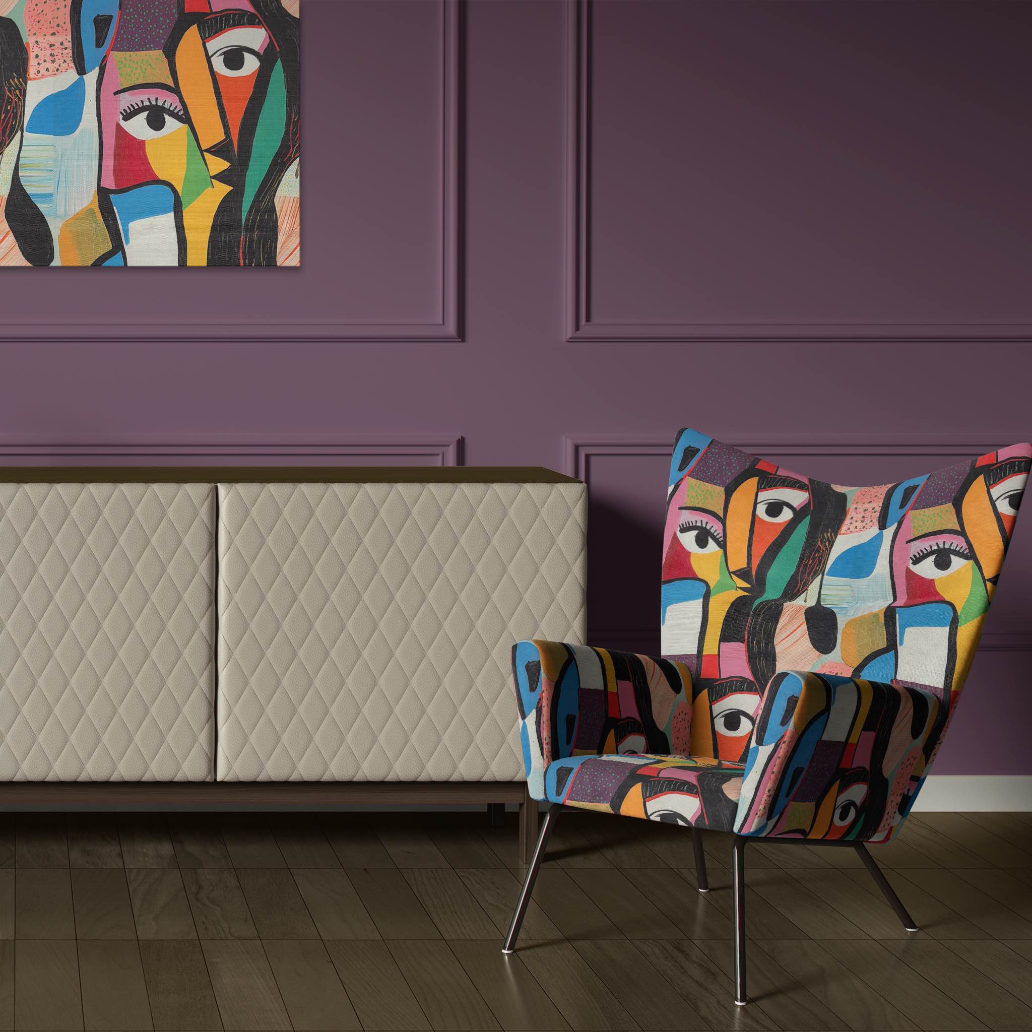 Artistic bold Mougin No.13 fabric for modern furnishings and interiors.