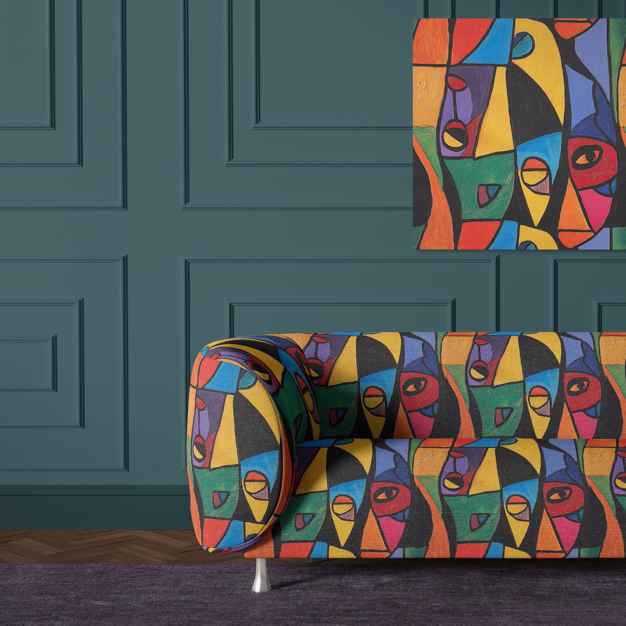 Bright and colorful Mougin Upholstery Fabric No.14 for standout pieces.