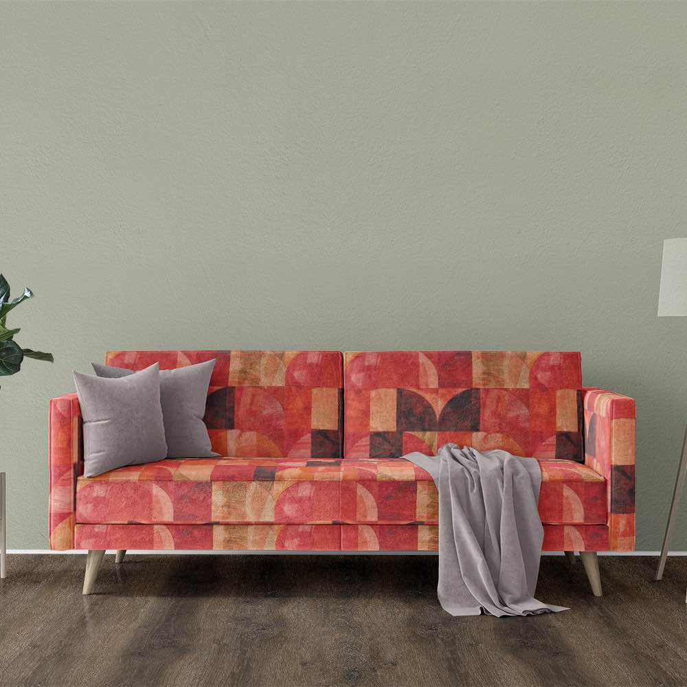 Palette No.1 red and orange blend circle effect upholstery fabric for sofas