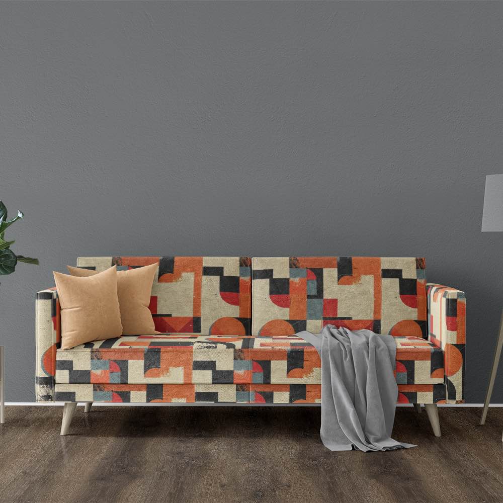 Rustic orange and red upholstery fabric for luxury sofas and chairs