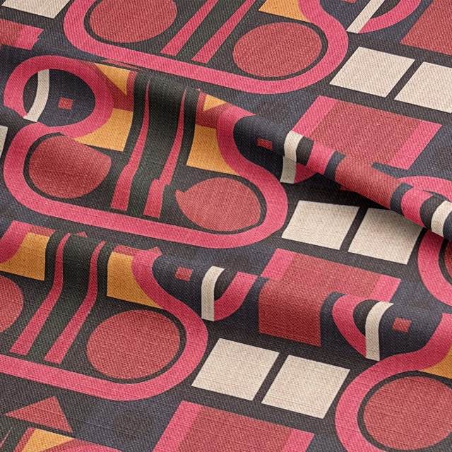 Luxury fabric Weimar No.10 with red and black geometric design