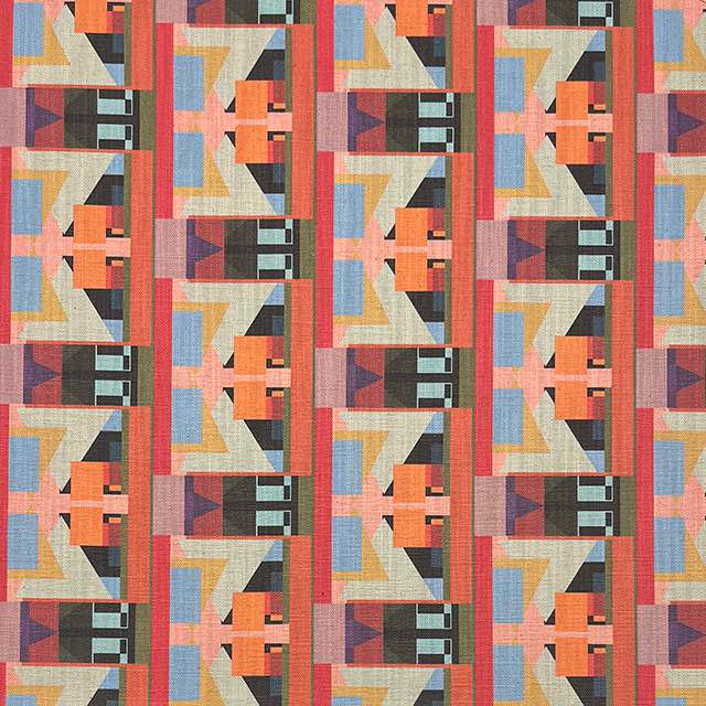 Weimar No.11 upholstery fabric with multicoloured retro geometric style