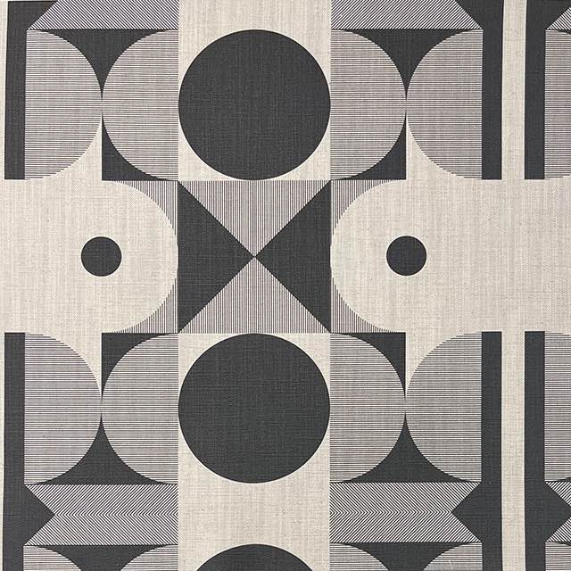 Weimar No.12 upholstery fabric with black and neutral retro geometric style