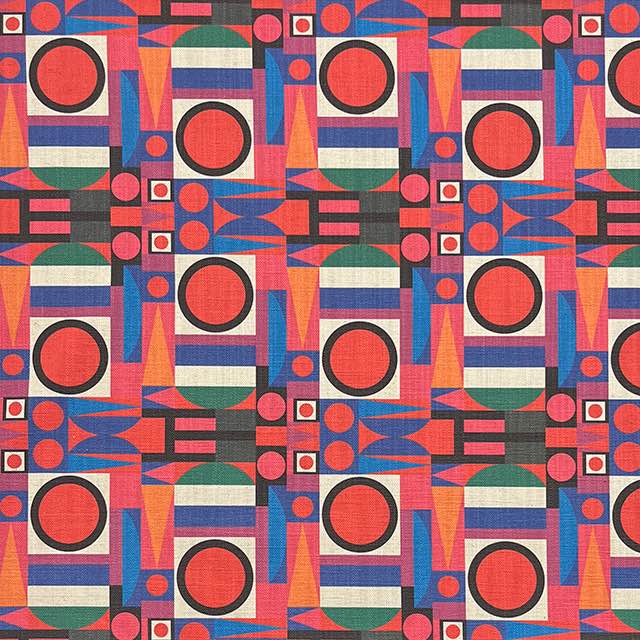 Weimar No.7 upholstery fabric with multicoloured retro geometric style