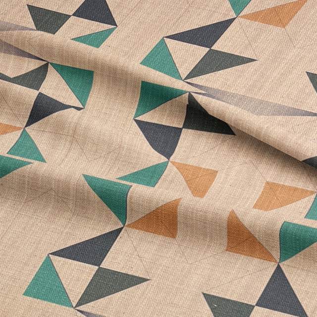 Luxury fabric Weimar No.8 with neutral and green geometric design